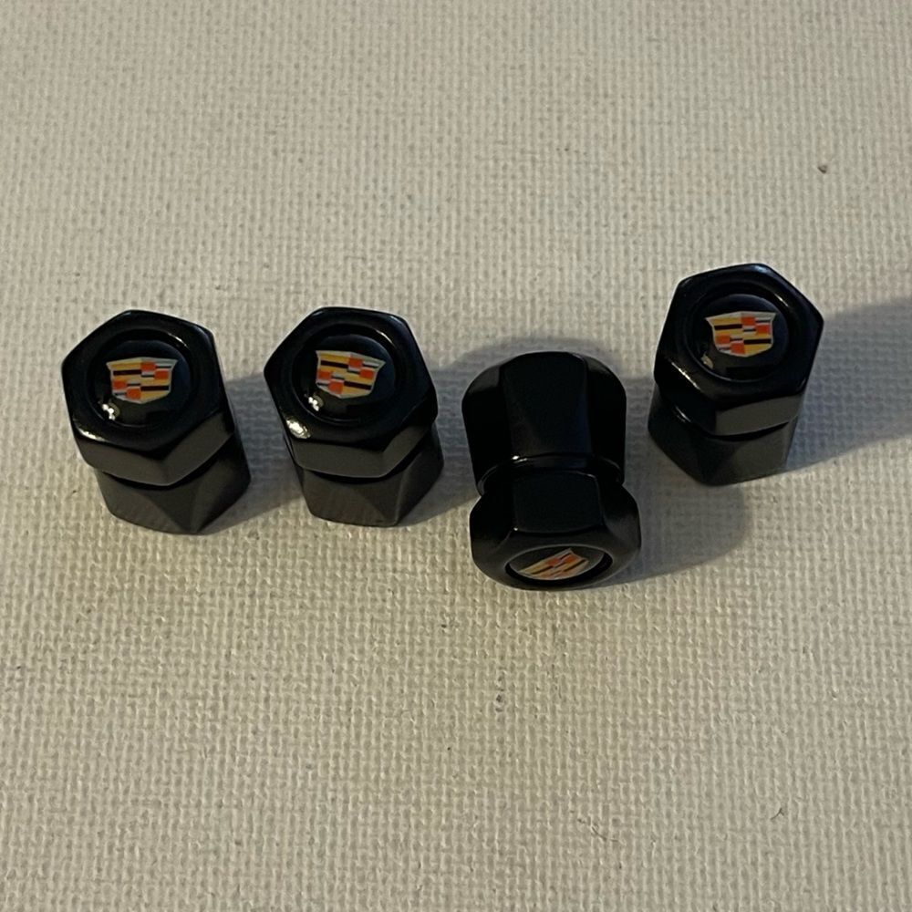 Cadillac Valve Stem Caps in Black set of 4 NWT